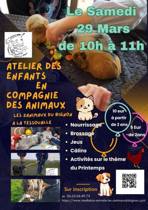 Atelier des enfants en compagnie des animaux le 29 mars