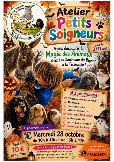 Ateliers petits soigneurs du 28 octobre avec chasse aux bonbons et creation d halloween